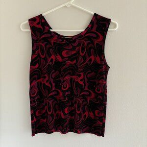 Vintage 80s/90s Plisse Patterned Tank Top Red and Pink